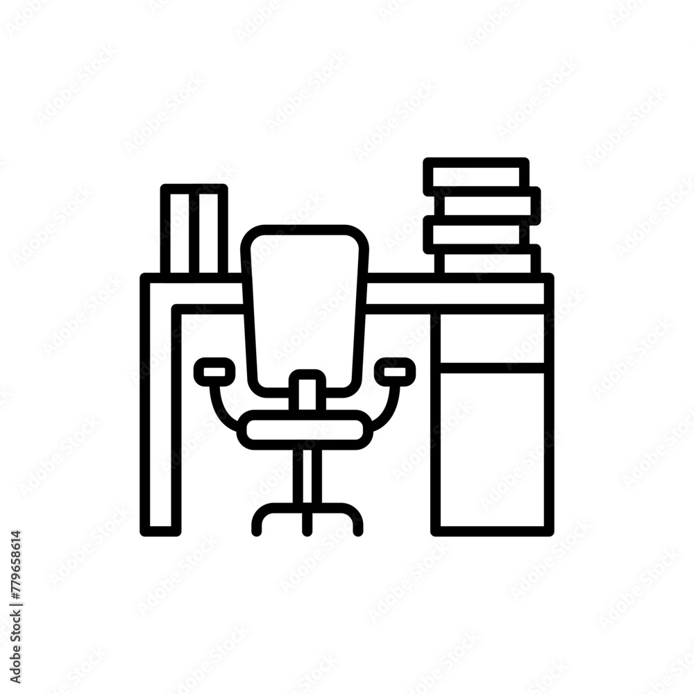 Office desk outline icons, minimalist vector illustration ,simple transparent graphic element .Isolated on white background Office desk outline icons, minimalist vector illustration ,simple transparent graphic element .Isolated on white background