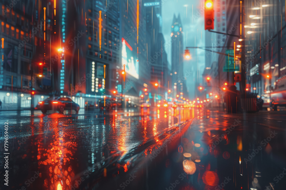 Financial chart graph shining in the city with business and blurred night scene in the background. Financial chart graph shining in the city with business and blurred night scene in the background.