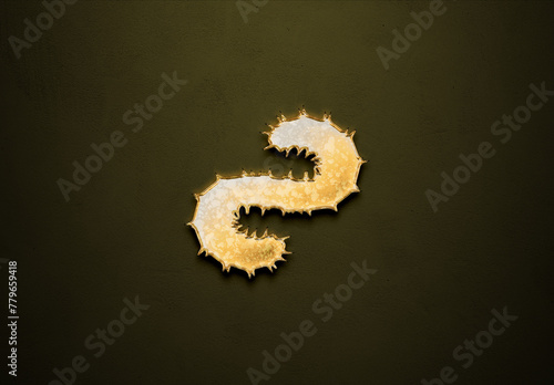 Old gold effect of earthworm logo with 3D glossy style Mockup. 