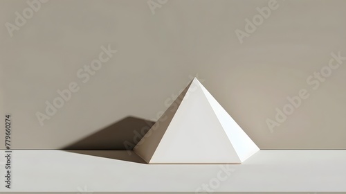 Minimalistic 3D Triangle Resting Against a Neutral Backdrop: Geometric Elegance, Hand Edited Generative AI