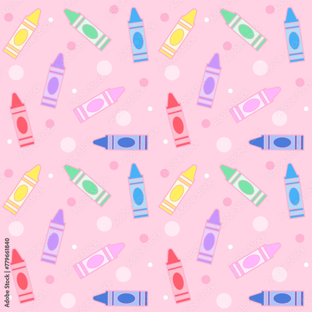 cute seamless pattern hand drawn crayons stationery set background vector illustration cute seamless pattern hand drawn crayons stationery set background vector illustration