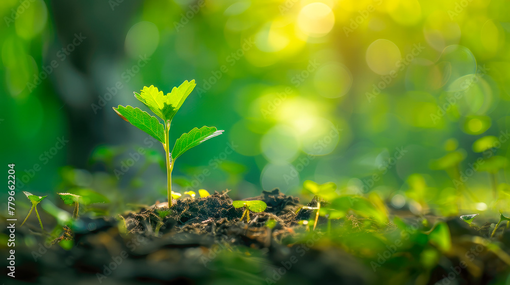 Young plant growing in garden with sunlight. Young plant growing in garden with sunlight.
