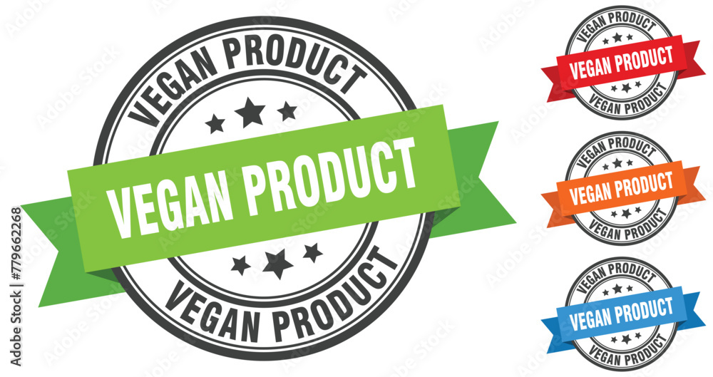 vegan product stamp. round band sign set. label vegan product stamp. round band sign set. label