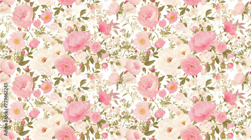Peony bloom, lush pinks and soft whites, romantic