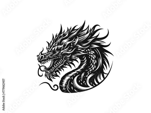 Dragon's Gaze: Majestic Dragon Head Vector Illustration for Mythical Design