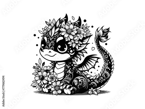 Charming Chimeras: Adorable Dragon Vector Illustration for Enchanting Design