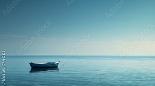 Craft a serene image featuring a boat peacefully navigating the tranquil waters of the ocean.  © Wajid