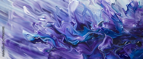 Luminous lavender and sapphire blue streaks converge, creating an otherworldly scene of abstract elegance and movement."