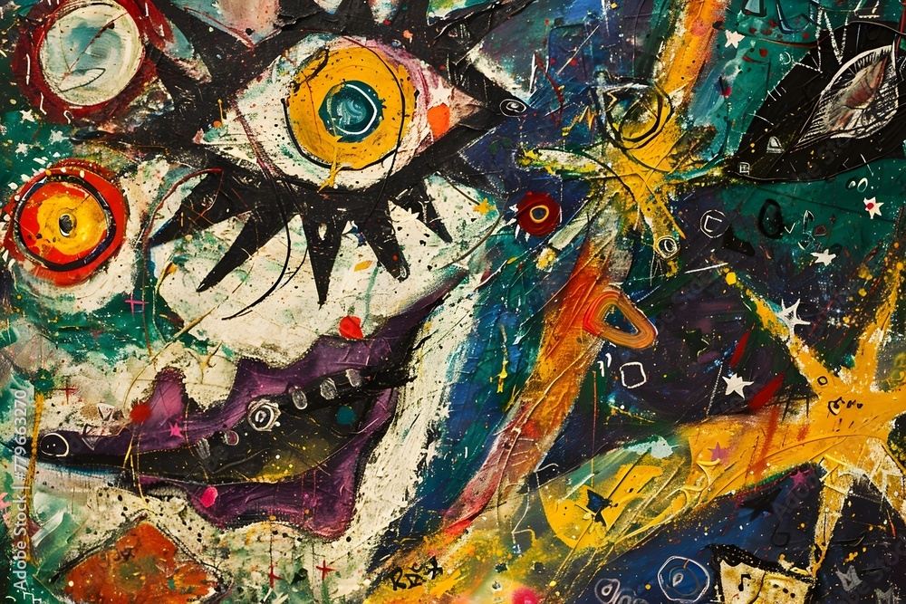 Fototapeta premium Celestial Expressionism:A Captivating Cosmic Avant-Garde Art Composition
