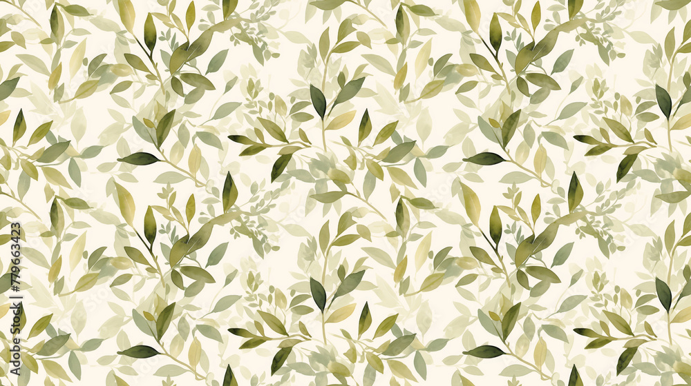 Gentle olive branches, peaceful greens, watercolor softness