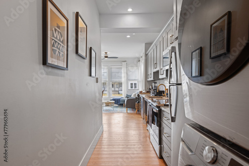 an hallway in a house is well organized and ready to use © Wirestock