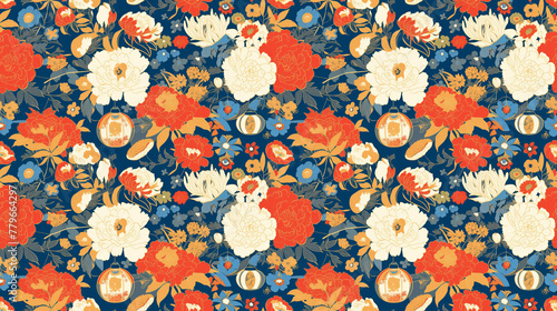 Oriental Blooms,Asian-inspired florals in bright, seamless elegance,