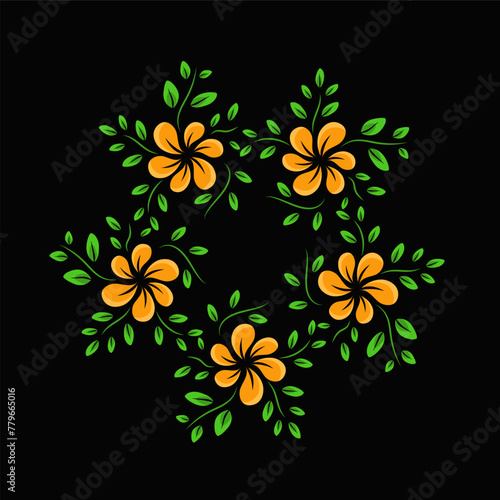 Seamless yellow color flower pattern design Vector illustrator
