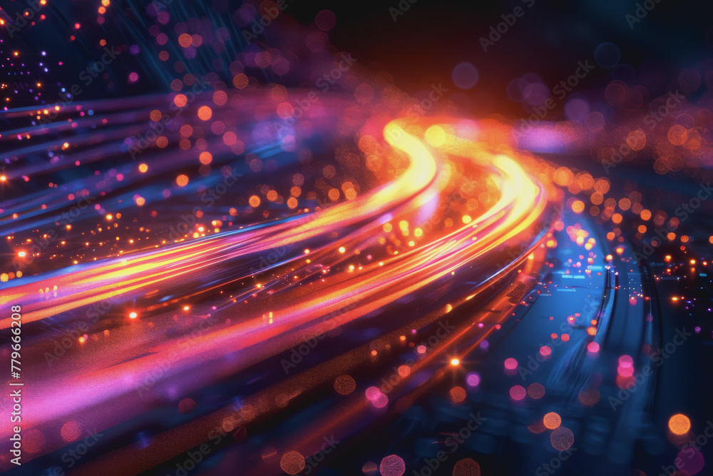 technology roads made out of fiber and network connections. colorful abstract background. technology roads made out of fiber and network connections. colorful abstract background.