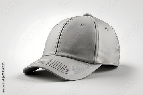 White baseball cap mockup on white background. 3D render