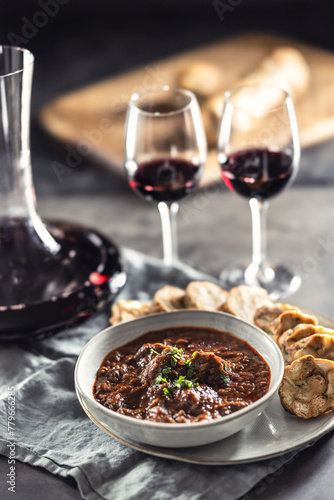 Traditional Viennese, venison or Hungarian goulash with Karlovy Vary dumplings and red wine © weyo