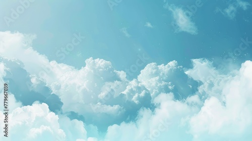 Blue sky background and white clouds soft focus  and copy space horizontal shape