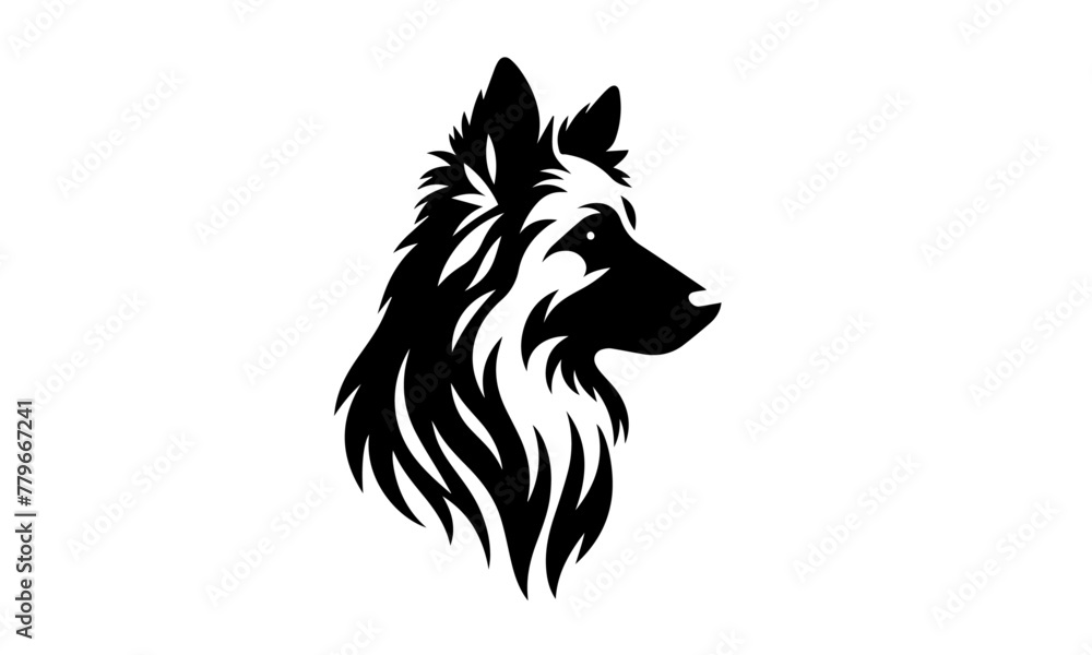 dog face mascot logo icon in black and white , dog face mascot logo design
