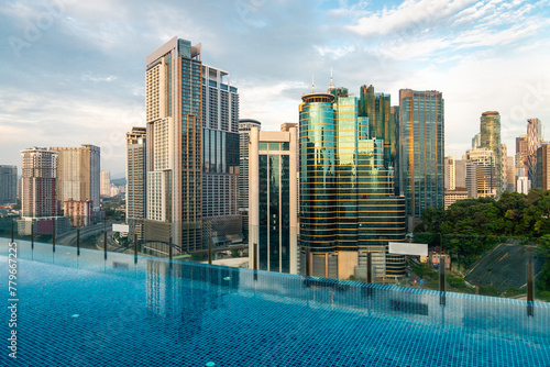 Kuala Lumpur cityscape, view from rooftop swimming pool,Kuala Lumpur,Malaysia. © Neil
