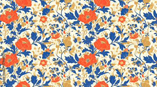Regal Gardens,Royal-themed bright florals in seamless splendor,
