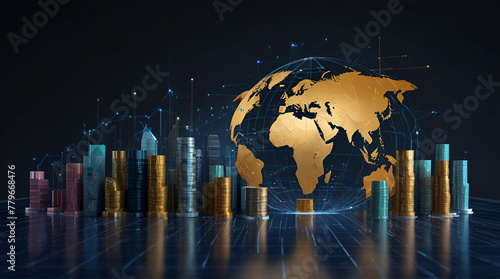 Money transaction exchange abroad with business data ai technology. Concept for digital currency money.generative.ai