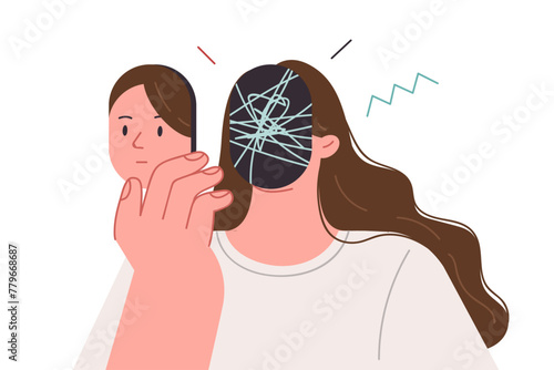 Woman with psychological disorder that causes chaos in head needs medication to concentration