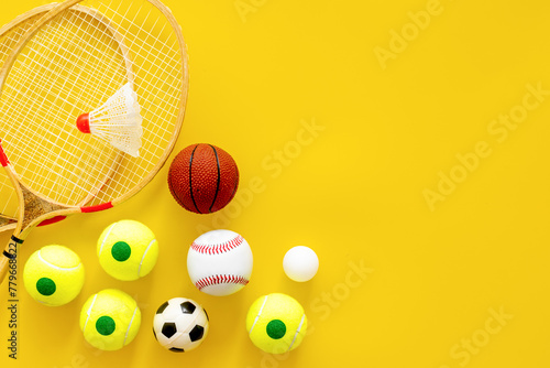 Variety team sport balls and equipment. Sport games background © 9dreamstudio