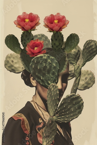 Cactus Crown in Mexican Folk Art. Generative AI