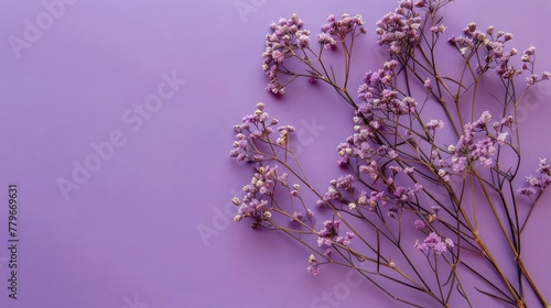 Purple lavender r flower with purple background with copy space for text.