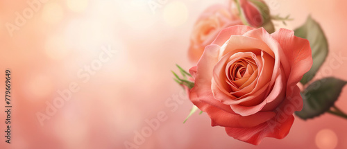 A rose is the main focus of the image  with its petals and stem visible