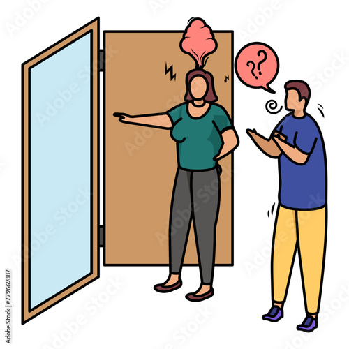 get lost or go away concept, Leave me alone vector design, Mood and feeling symbol, Emotional Characters sign, Social issues scene stock illustration 