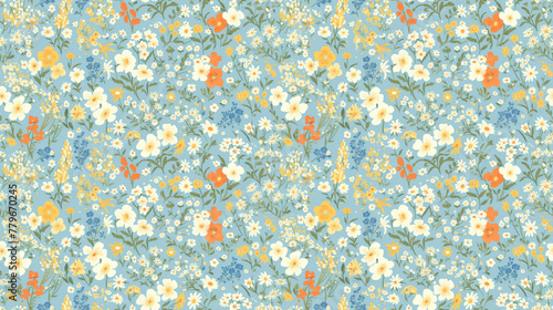 Sunrise garden, bright and hopeful florals in seamless pattern,