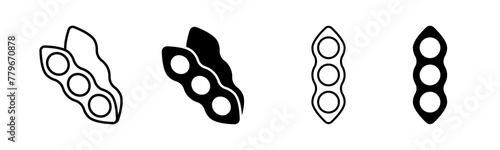 Soy bean icon. Pea pod vector illustration. Legume seed symbol. Soybean sign isolated.