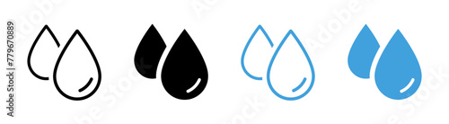 Water drop icon. Raindrop vector illustration. Wet symbol. Oil sign. Blue dripped rain droplet pictogram. Dew icon isolated.