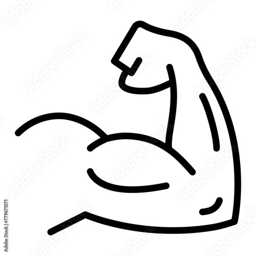Muscle icon. Bicep symbol. Strong arm vector illustration. Gym logo. Bodybuilding fitness concept. Athlete flexing hand sign. Muscular power pictogram isolated.