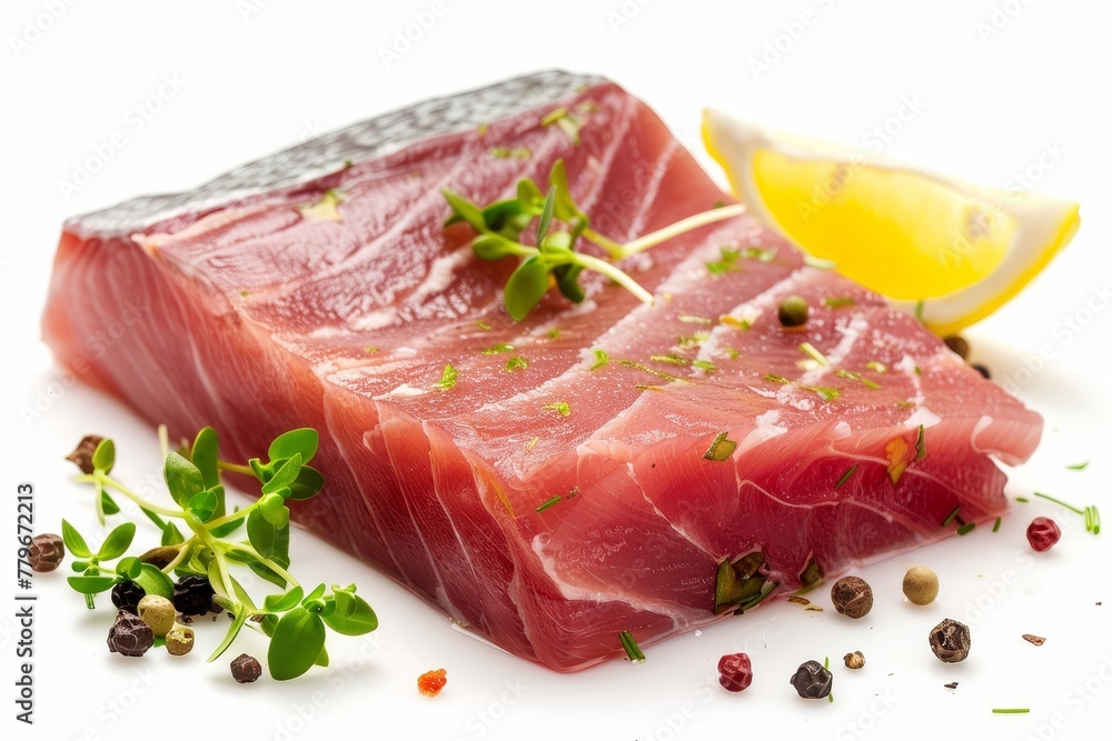 Tuna steak on white background Tuna steak on white background