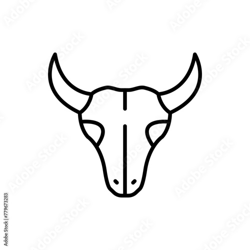 Cow skull outline icons  minimalist vector illustration  simple transparent graphic element .Isolated on white background