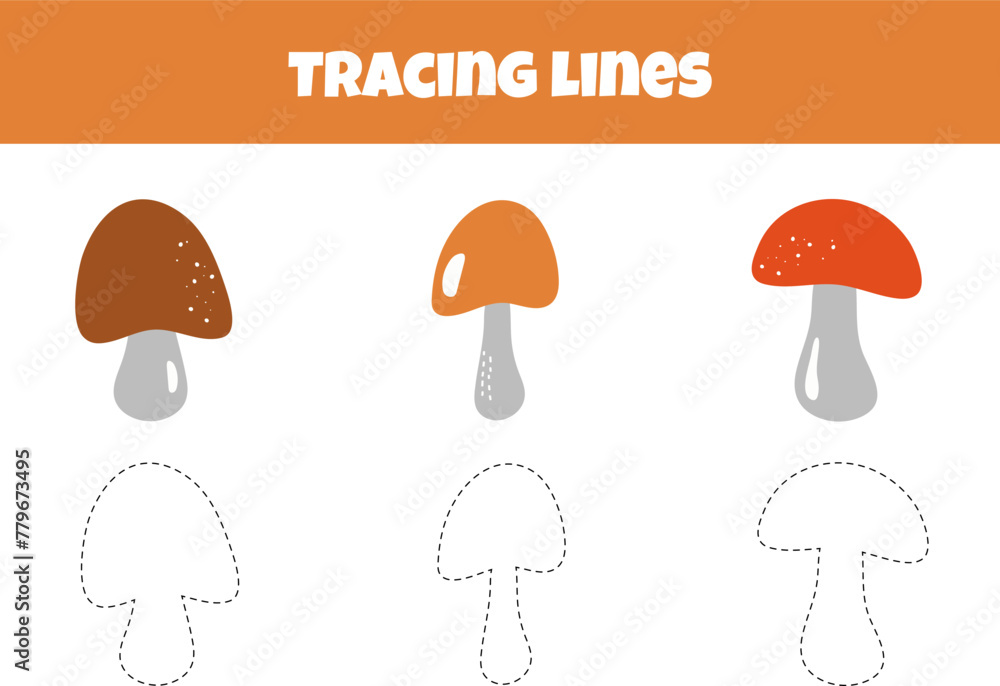 Outline The Mushroom Shapes On The Worksheet Designed For Preschoolers Aged 4-6 To Practice Tracing Lines Outline The Mushroom Shapes On The Worksheet Designed For Preschoolers Aged 4-6 To Practice Tracing Lines