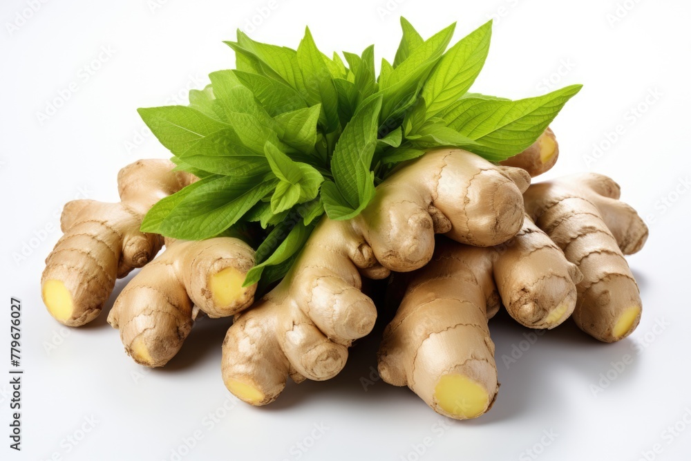 Ginger with leaves isolated Ginger with leaves isolated