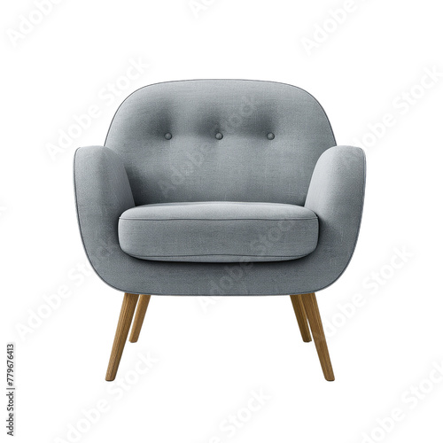 Modern Gray Fabric Armchair with Wooden Legs  Illustrating Contemporary Home Decor and Comfort.