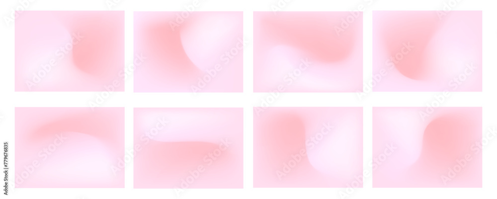 Fototapeta premium Smooth, blur pink gradient vector background illustration set