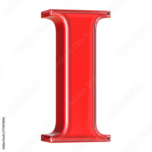 Fototapeta Naklejka Na Ścianę i Meble -  Red 3D Letter I Font  - Alphabet  3d Render