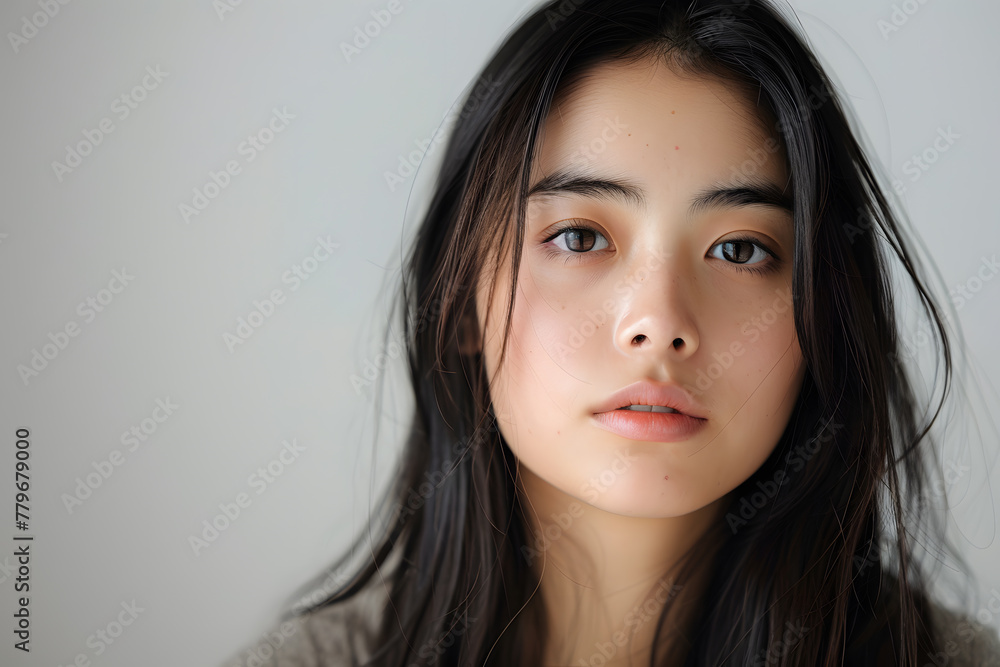 Photo portrait of a beautiful Japanese young woman, isolated on white background Photo portrait of a beautiful Japanese young woman, isolated on white background