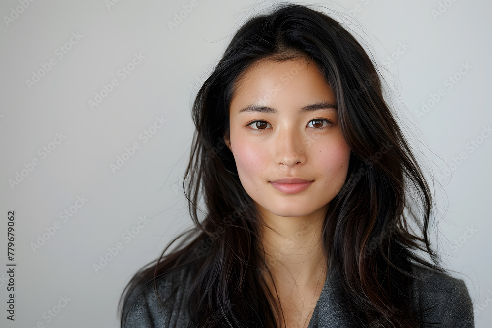 Photo portrait of a beautiful Japanese young woman, isolated on white background Photo portrait of a beautiful Japanese young woman, isolated on white background