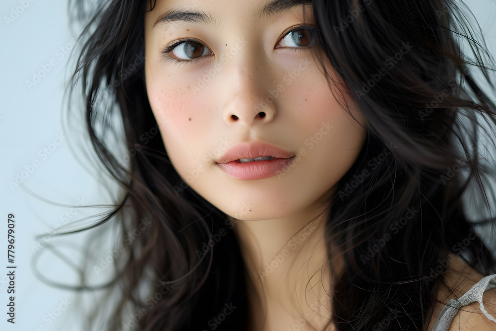 Photo portrait of a beautiful Japanese young woman, isolated on white background Photo portrait of a beautiful Japanese young woman, isolated on white background