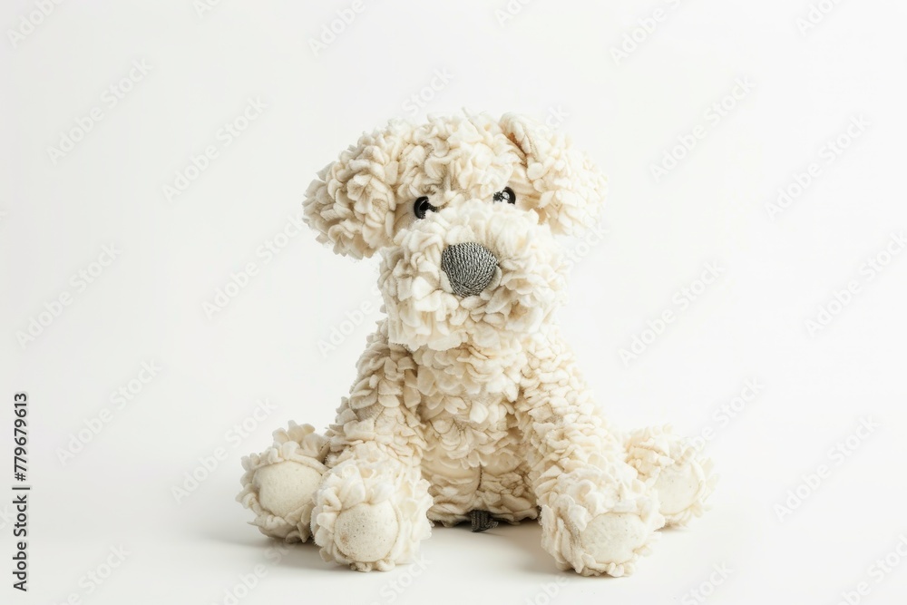 White background with cotton dog toy White background with cotton dog toy