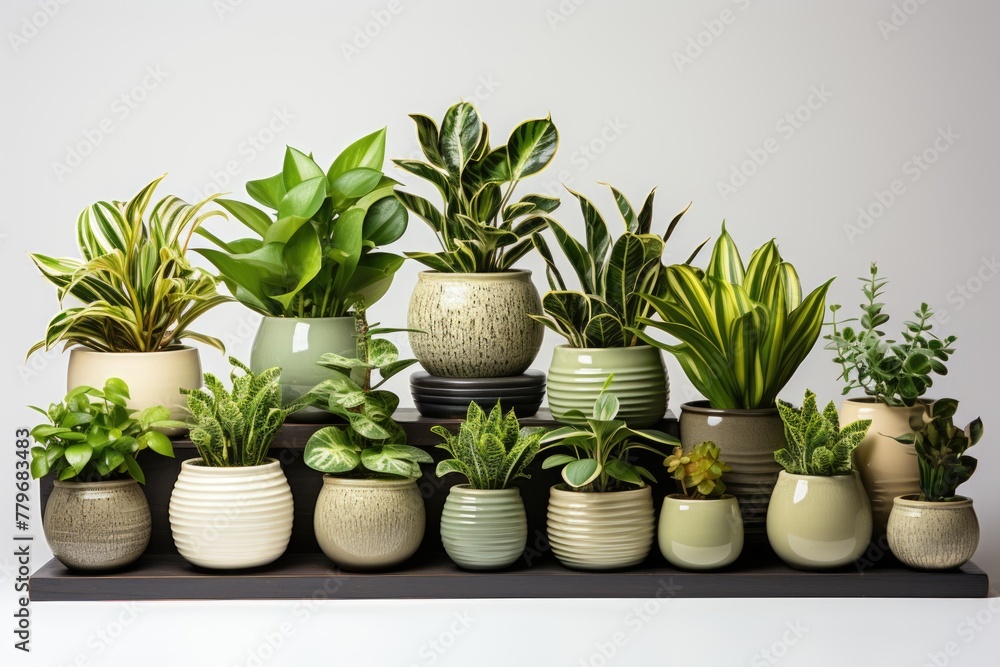 potted of plants in house isolated on white background
