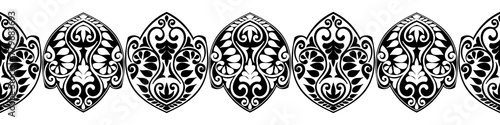 Seamless pattern of Aztec linear borders. Black ethnic background for tattoo on white background photo
