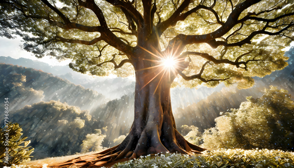 Cropped shot of hugging a big tree in the outdoor forest, Ecology and ...