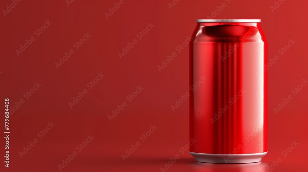 A soda can 3D icon features a red vector illustration, showcasing a realistic depiction of a soda can A soda can 3D icon features a red vector illustration, showcasing a realistic depiction of a soda can